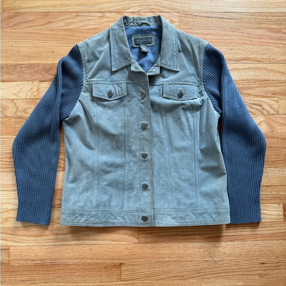 Relativity Vintage Suede Jacket with Knit Sleeves XL